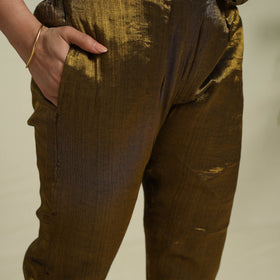 Buy Brown Lace Work Fine Tissue Zari Plain Anarkali Kurta Set for Women