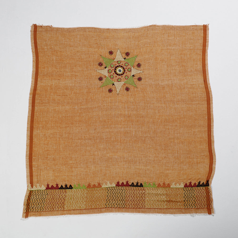 Brown Lambani Embroidery Handspun Cotton Blouse Piece