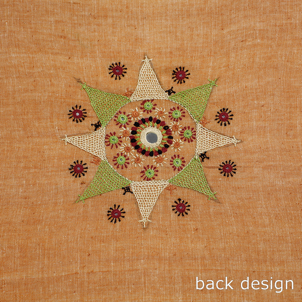 Brown Lambani Embroidery Handspun Cotton Blouse Piece