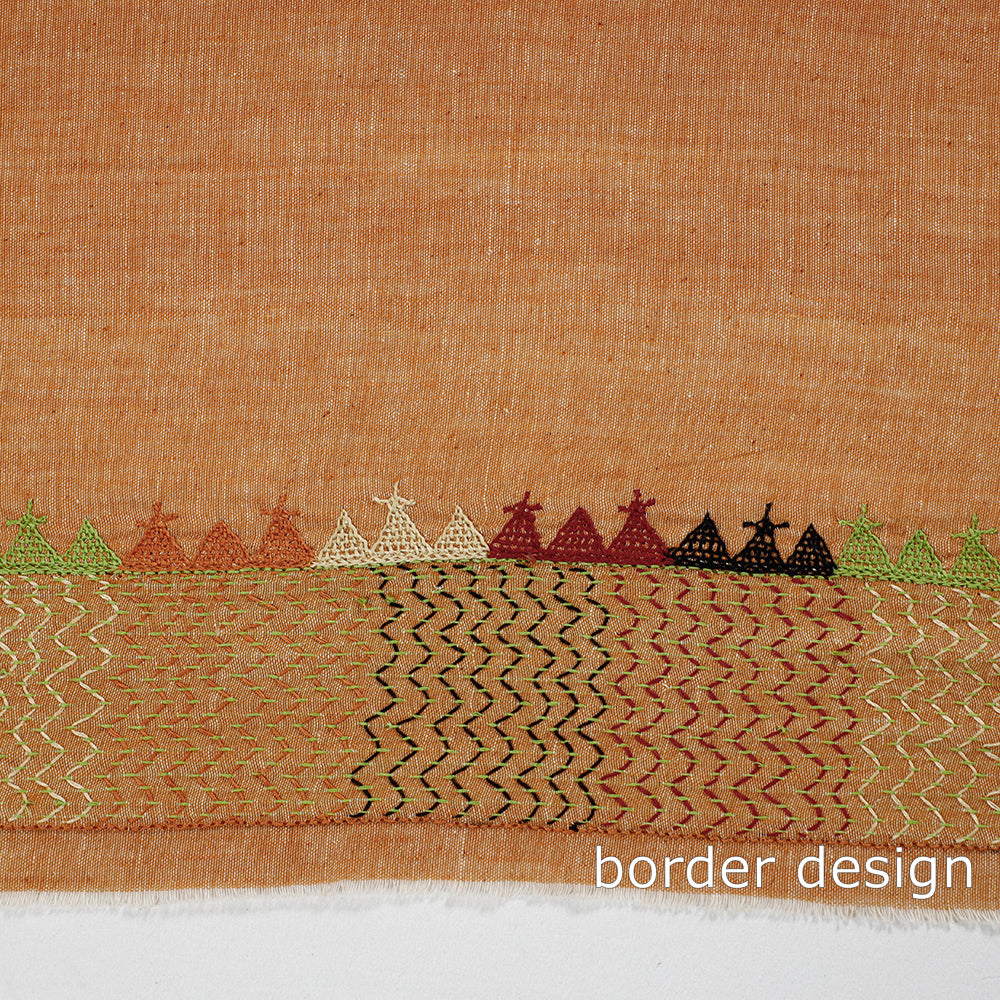 Brown Lambani Embroidery Handspun Cotton Blouse Piece