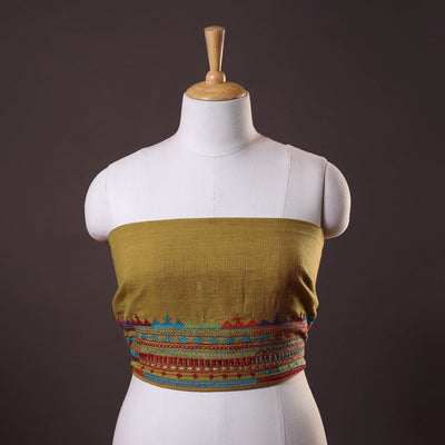 Brown Lambani Embroidery Handspun Cotton Blouse Piece