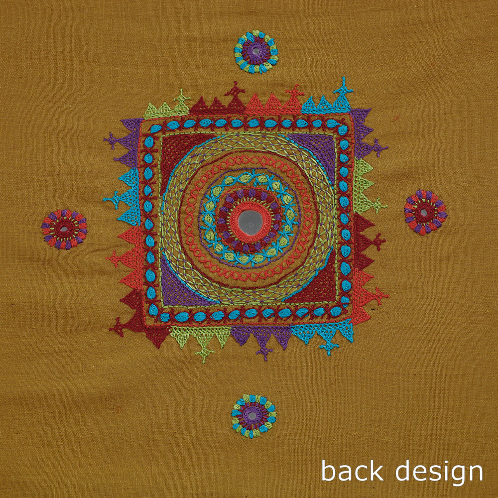 Brown Lambani Embroidery Handspun Cotton Blouse Piece