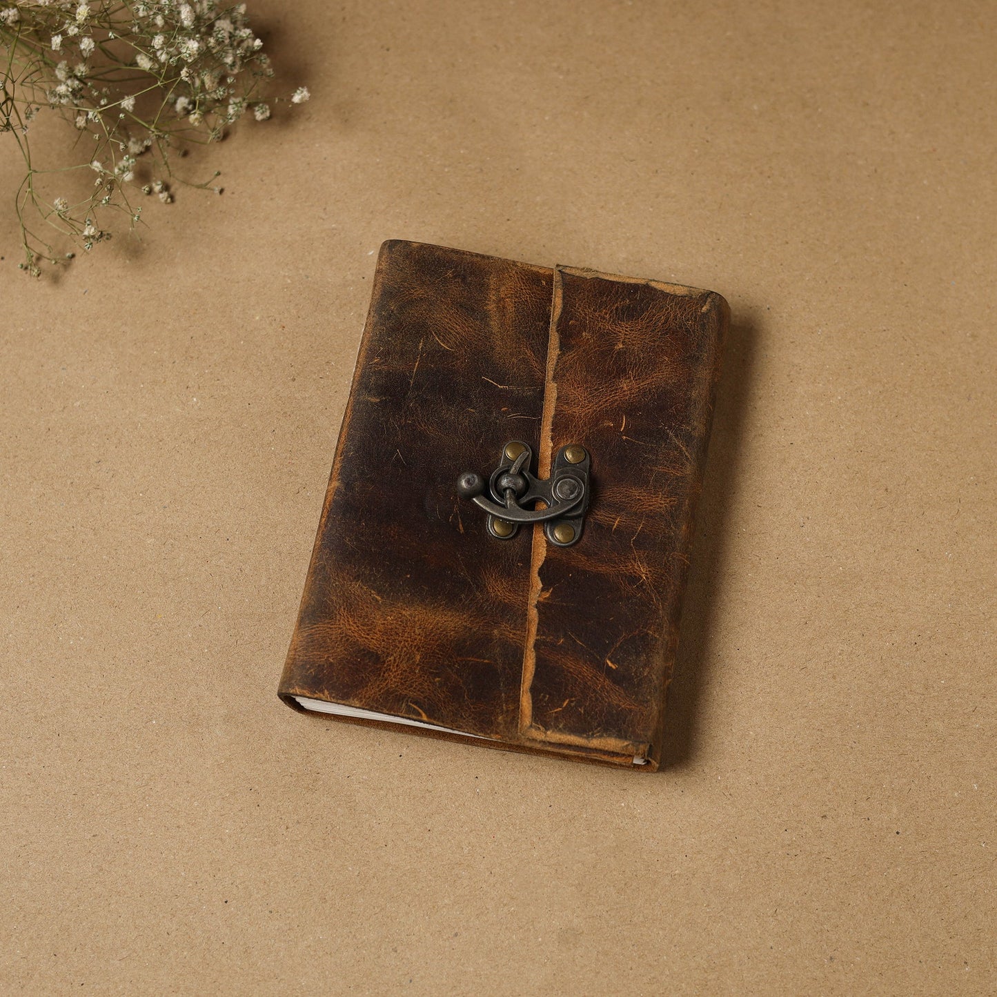 Brown - leather cover handmade paper notebook 02