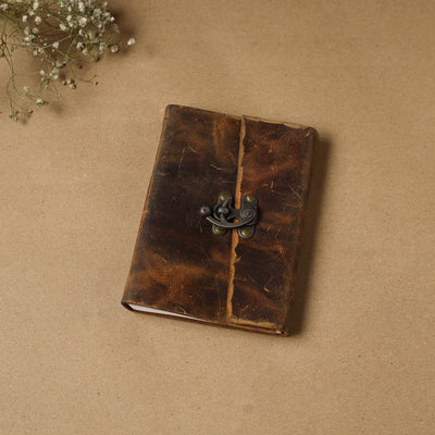 Brown - leather cover handmade paper notebook 02