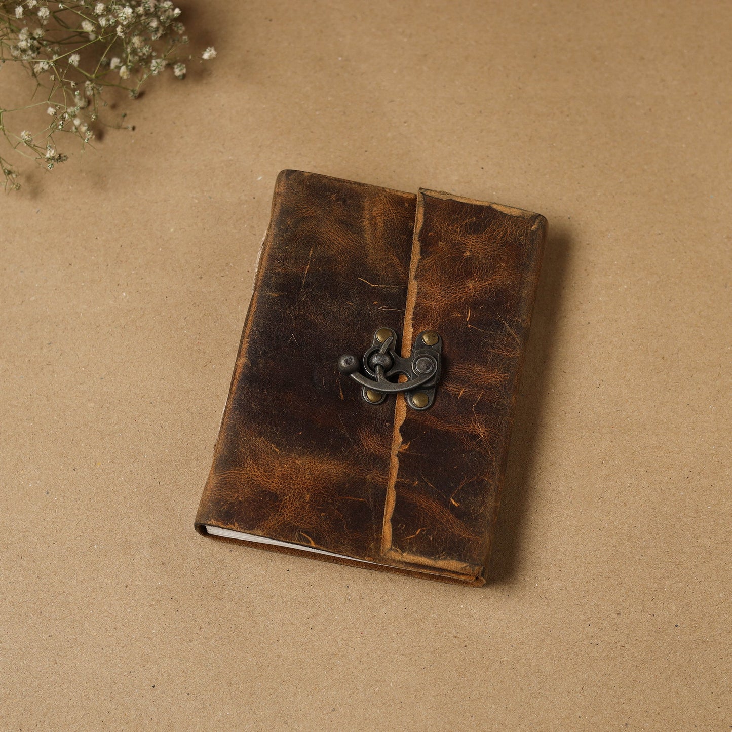 Brown - leather cover handmade paper notebook 02