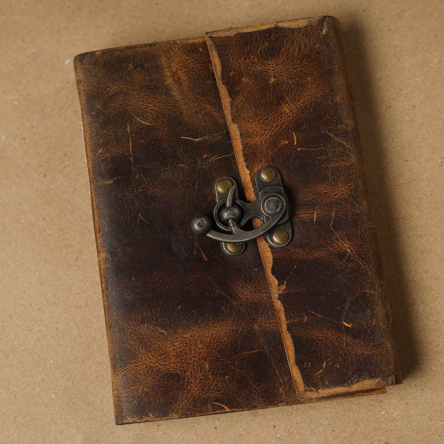 Brown - leather cover handmade paper notebook 02