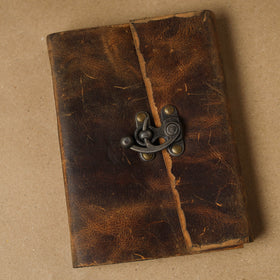 Brown - leather cover handmade paper notebook 02