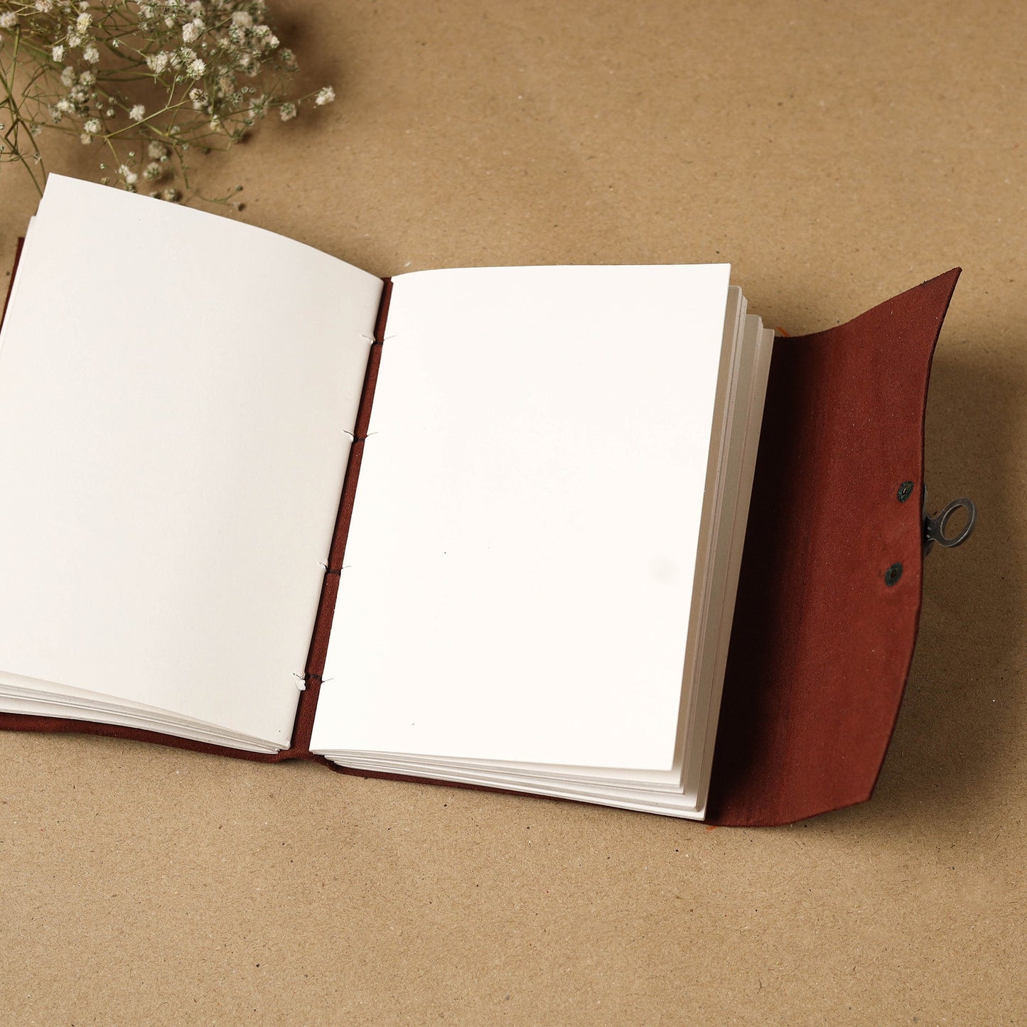 Brown - leather cover handmade paper notebook 07