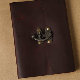Brown - leather cover handmade paper notebook 07