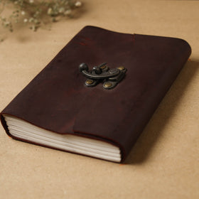 Brown - leather cover handmade paper notebook 07