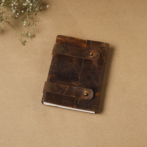 Brown - leather cover handmade paper notebook 18