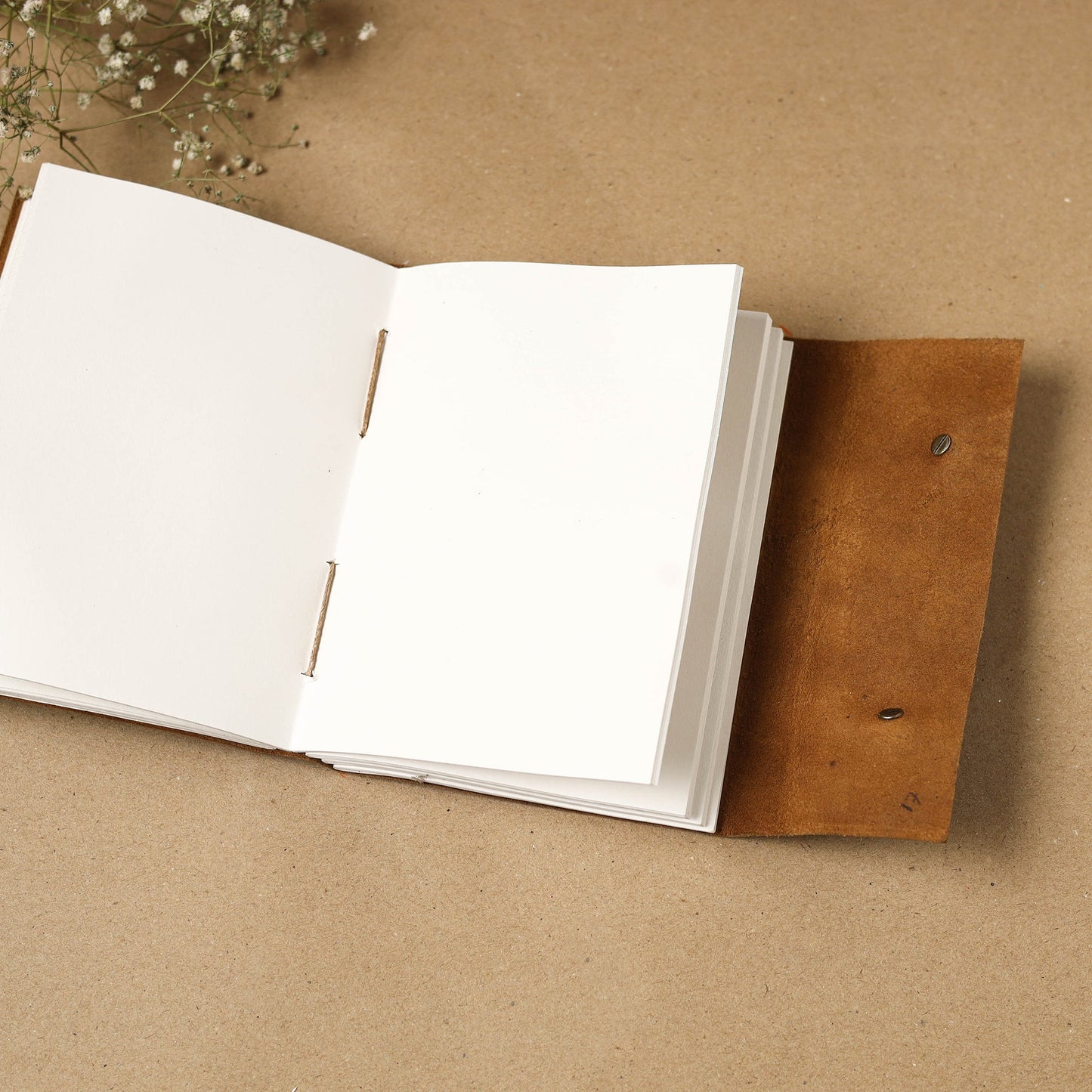 Brown - leather cover handmade paper notebook 18