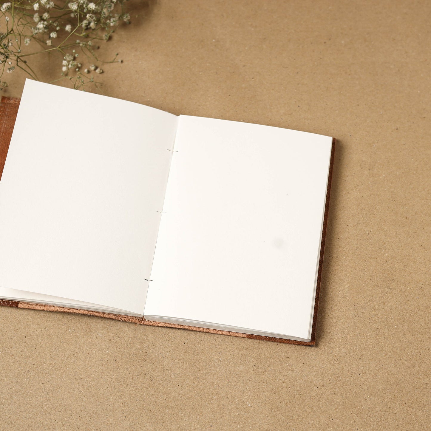 Brown - leather cover handmade paper notebook 19