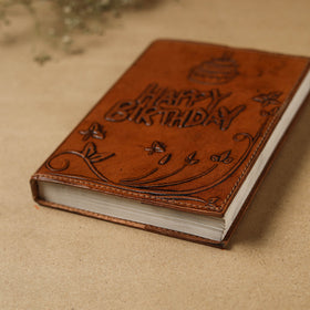 Brown - leather cover handmade paper notebook 19