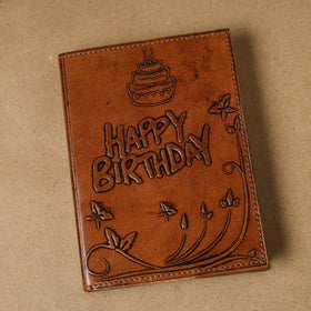 Brown - leather cover handmade paper notebook 19
