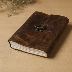 Brown - leather cover handmade paper notebook 22