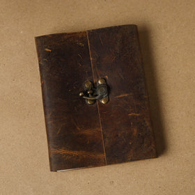 Brown - leather cover handmade paper notebook 22