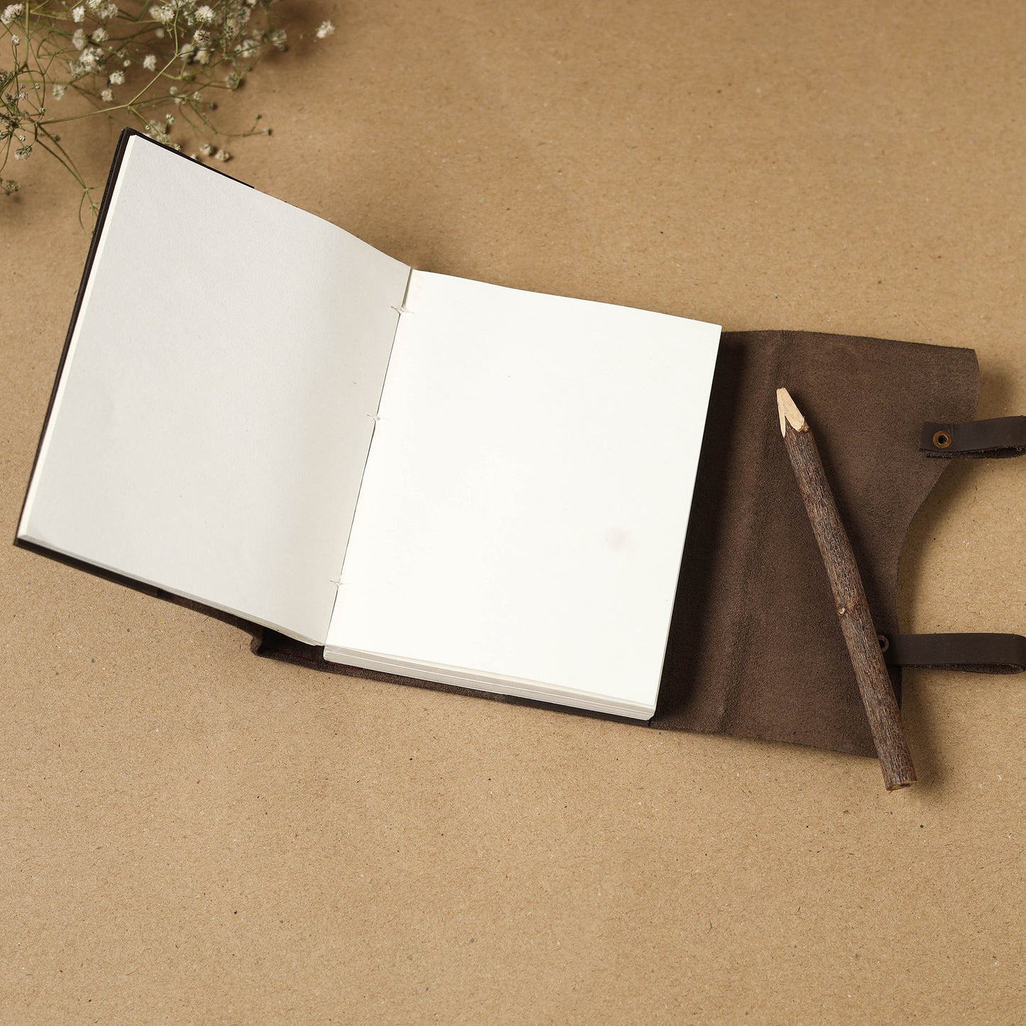 Brown - leather cover handmade paper notebook 23