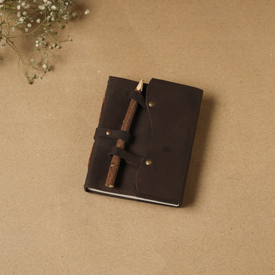 Brown - leather cover handmade paper notebook 23