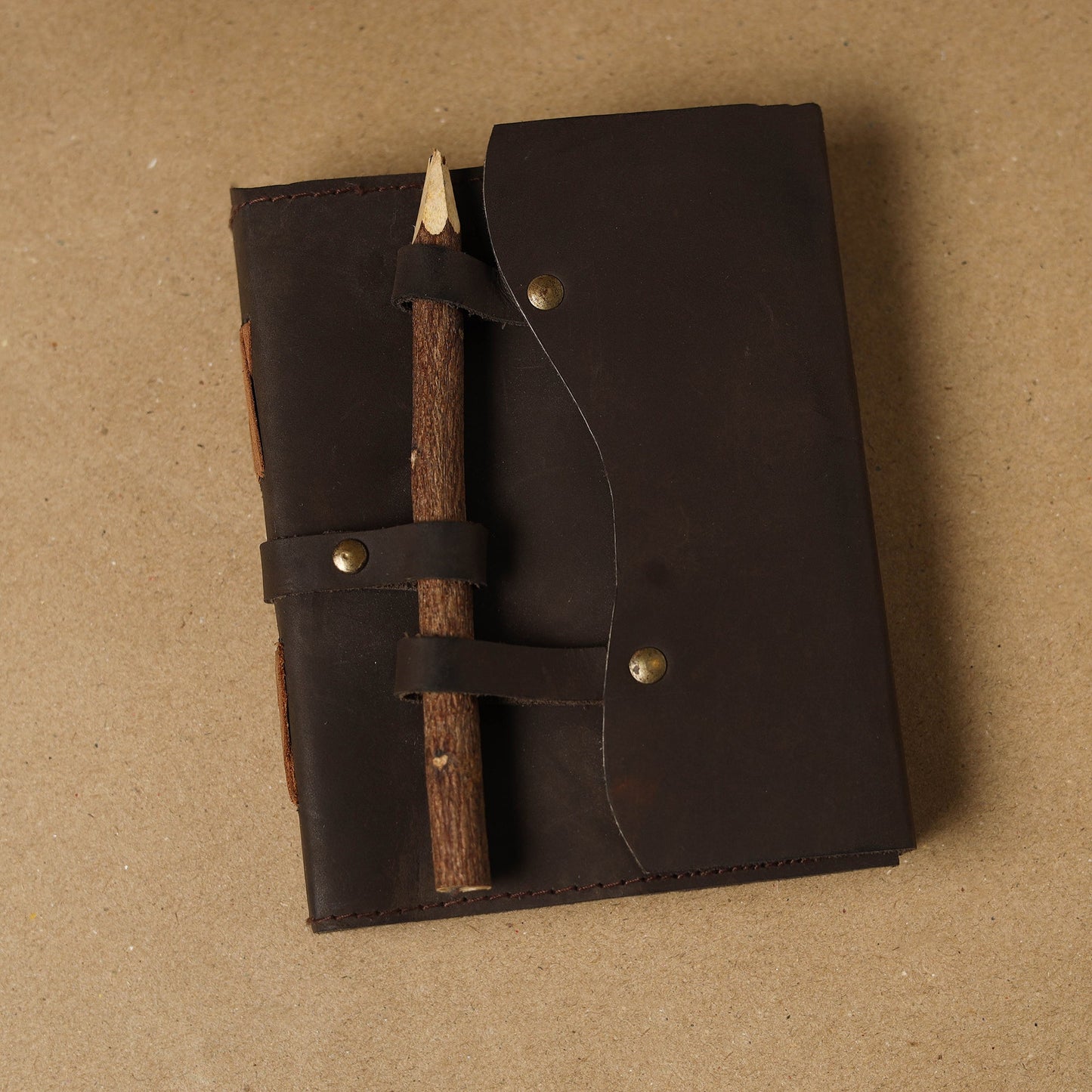 Brown - leather cover handmade paper notebook 23