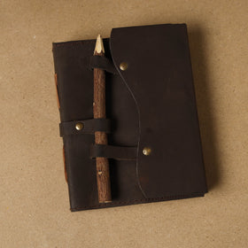 Brown - leather cover handmade paper notebook 23