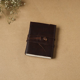 Brown - leather cover handmade paper notebook 24