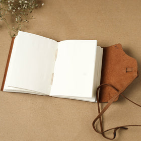 Brown - leather cover handmade paper notebook 24