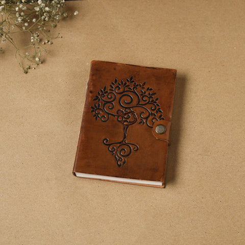 Brown - leather cover handmade paper notebook 25