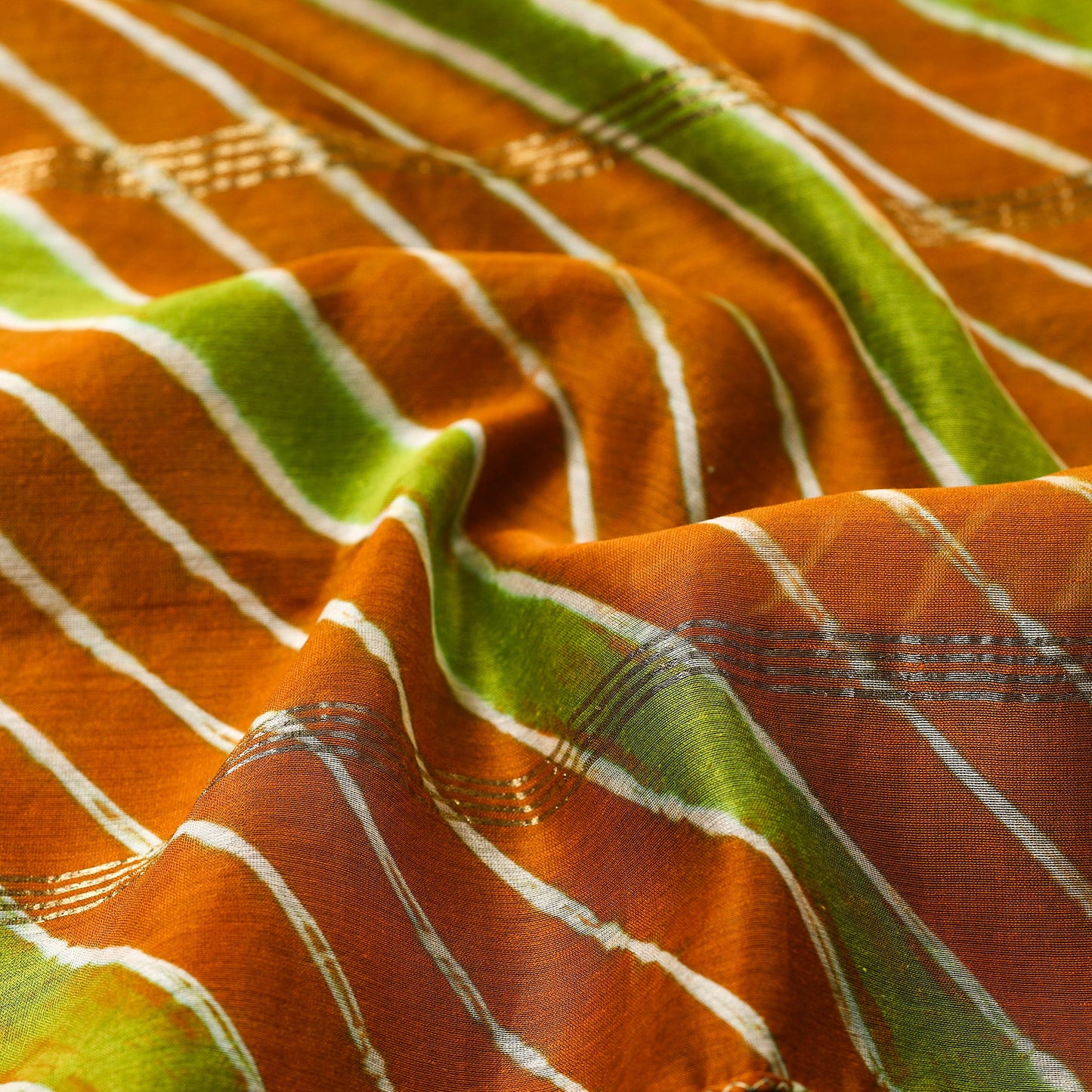 Brown - leheriya tie-dye chanderi silk handloom stole