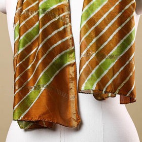 Brown - leheriya tie-dye chanderi silk handloom stole