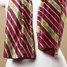 Brown - leheriya tie-dye chanderi silk handloom stole