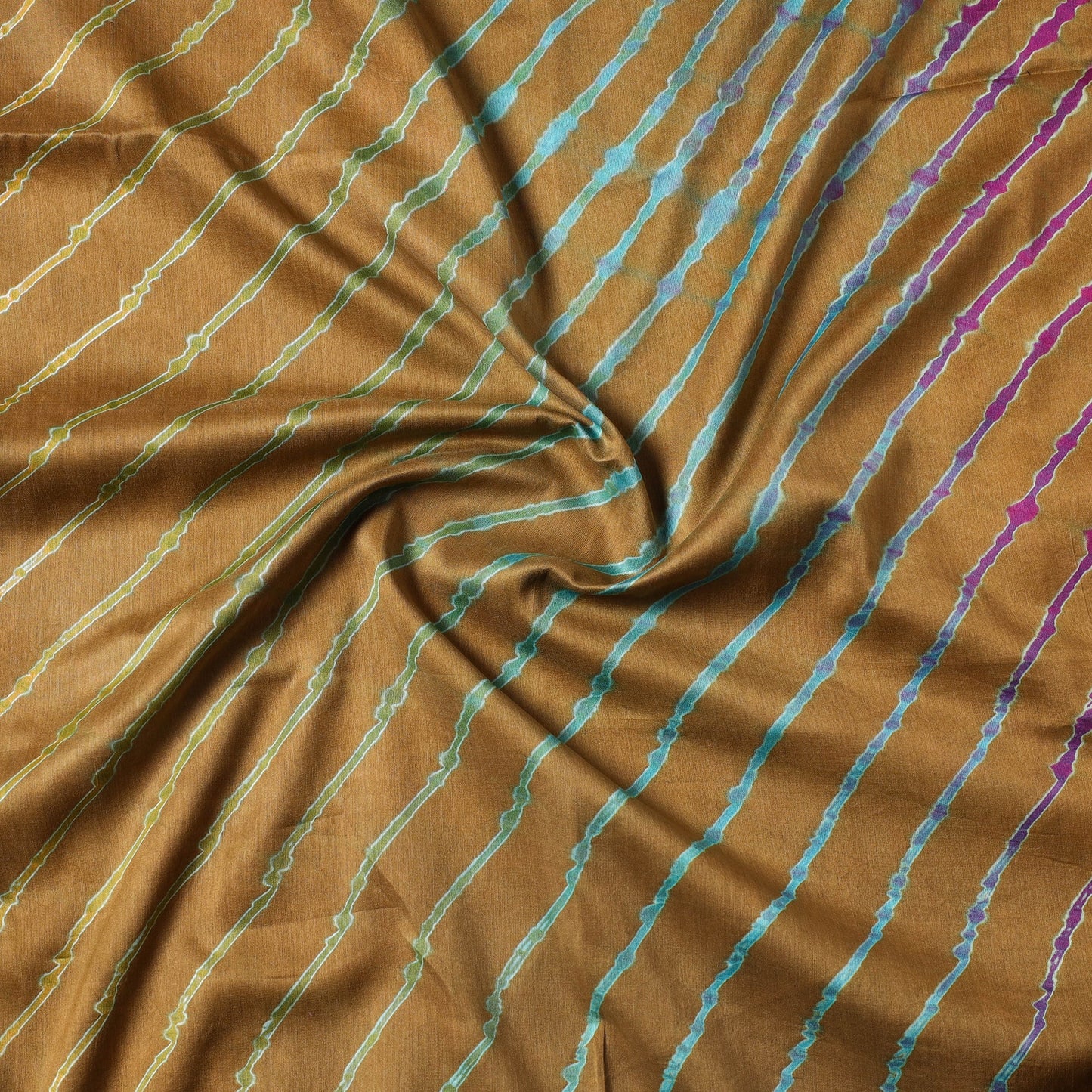 Brown Leheriya Tie-Dye Chanderi Silk Precut Fabric