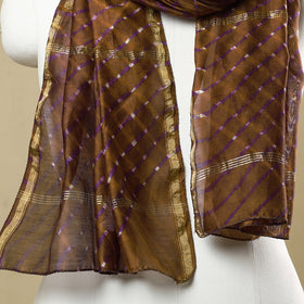 Brown - leheriya tie-dye mothra chanderi silk handloom