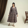  Brown A-Line Batik Print Cotton Kurta for Women