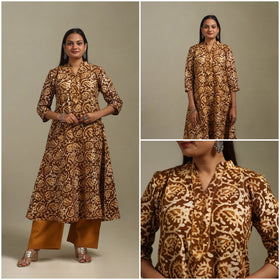 A-line cotton hand batik kurta for women 02 - handcrafted