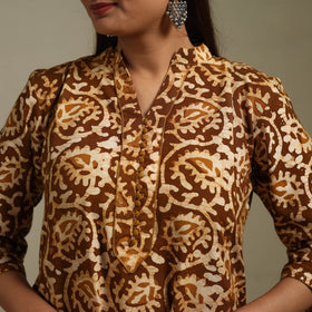 A-line cotton hand batik kurta for women 02 - handcrafted