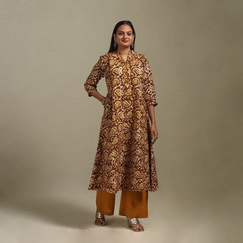 A-line cotton hand batik kurta for women 02 - handcrafted
