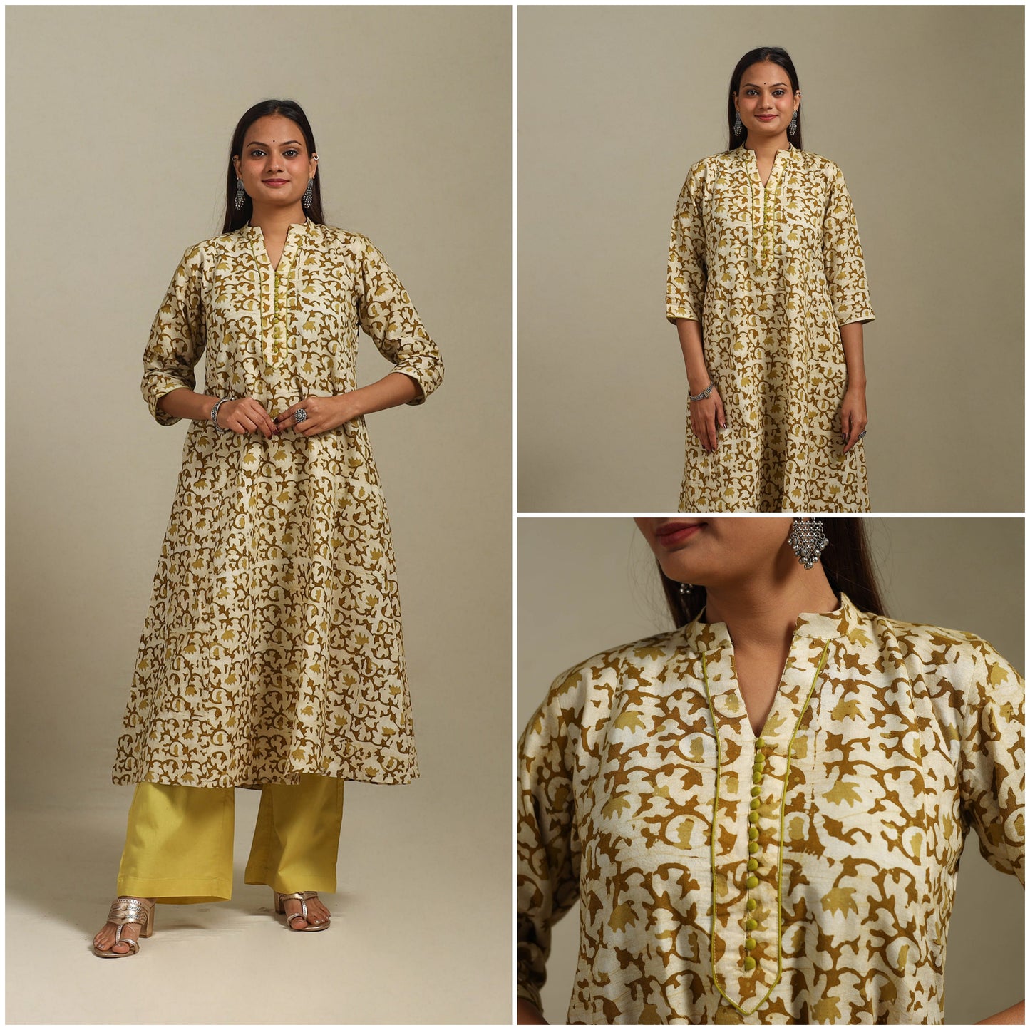 A-line cotton hand batik kurta for women 05 - handcrafted