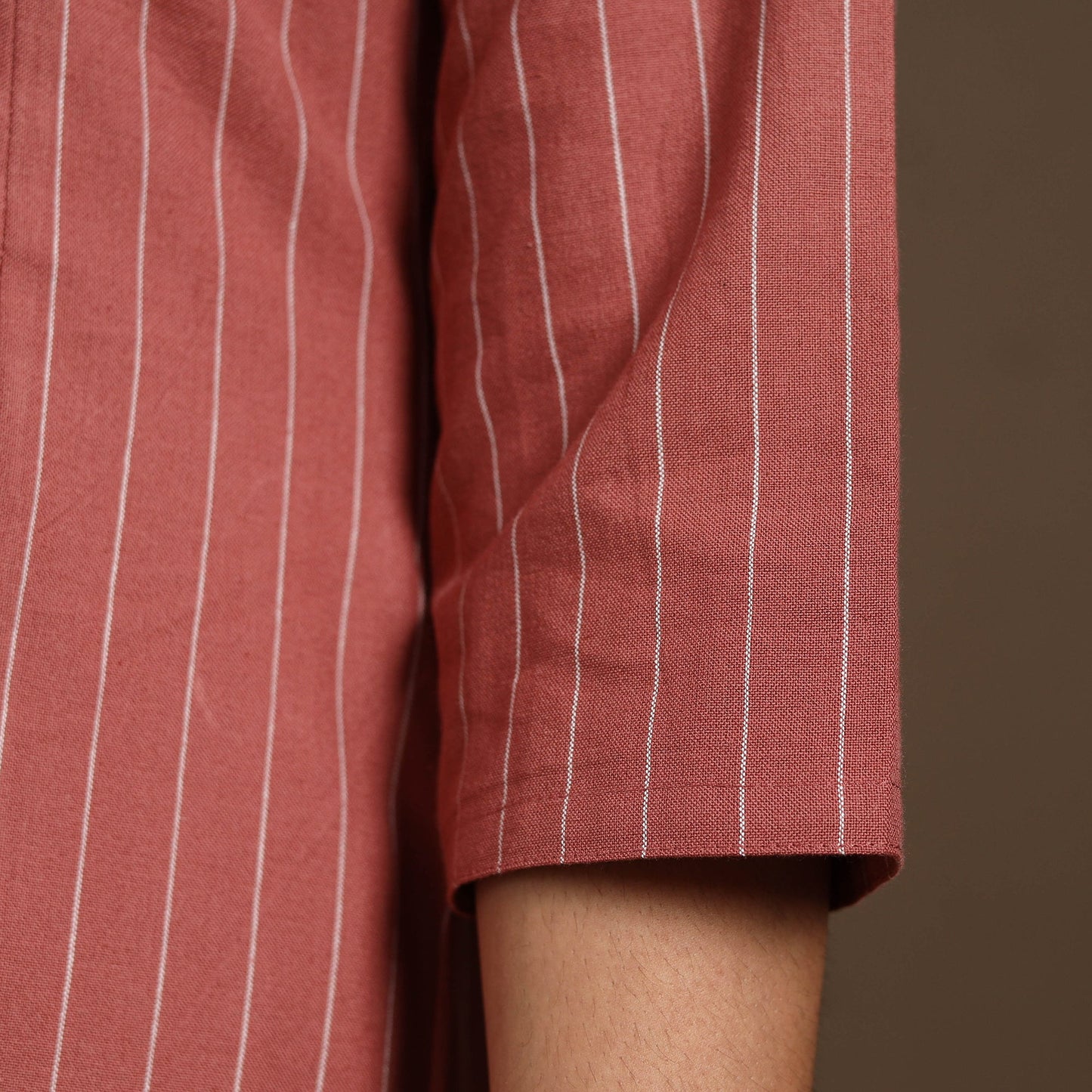 Brown A-Line Cotton Jacquard Kurta