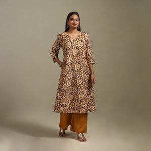 A-line embroidered cotton hand batik kurta for women 13