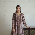  Brown A-Line Tie & Dye Cotton Shibori Kurta for Women