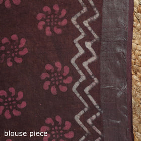 Linen hand batik saree with zari border 13 - handcrafted