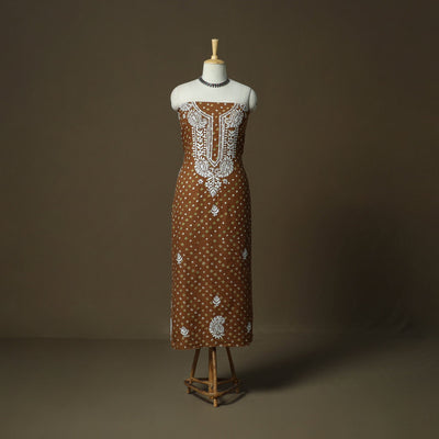 Lucknowi chikankari hand work bandhani unstitched kurta