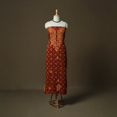 Lucknowi chikankari hand work bandhani unstitched kurta