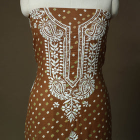 Lucknowi chikankari hand work bandhani unstitched kurta