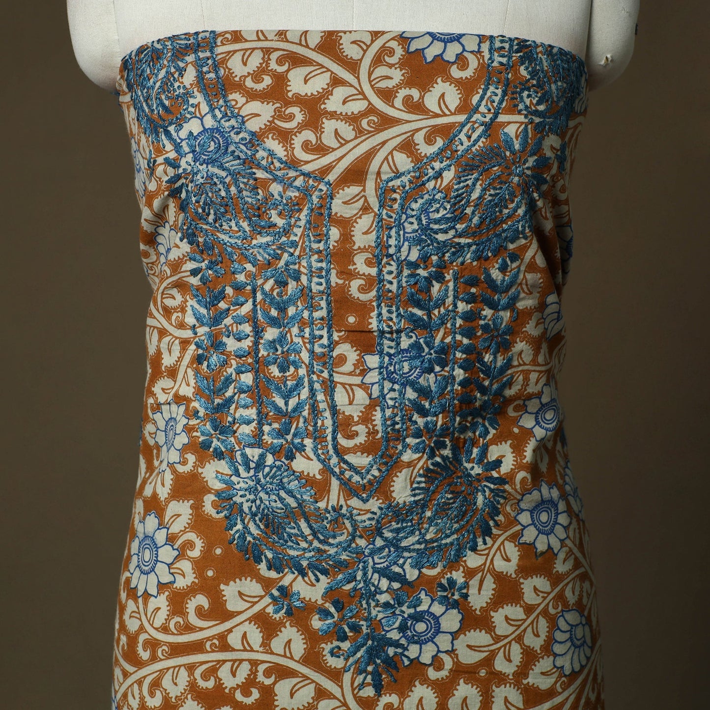 Lucknowi chikankari hand work kalamkari unstitched kurta