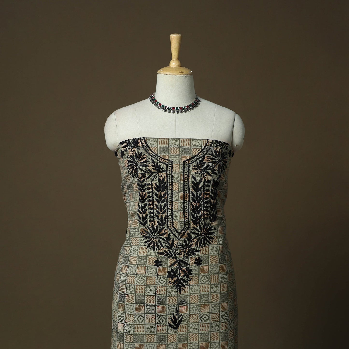 Lucknowi chikankari hand work kalamkari unstitched kurta