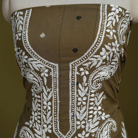 Black - lucknowi chikankari work jacquard unstitched kurta