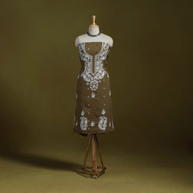 Black - lucknowi chikankari work jacquard unstitched kurta