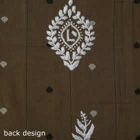 Black - lucknowi chikankari work jacquard unstitched kurta